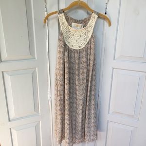 Sunner Paisley Silk Dress Lace Detail Neckline